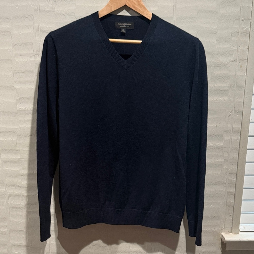 Banana Republic Merano Wool Navy Slim Light Sweater Navy (s)